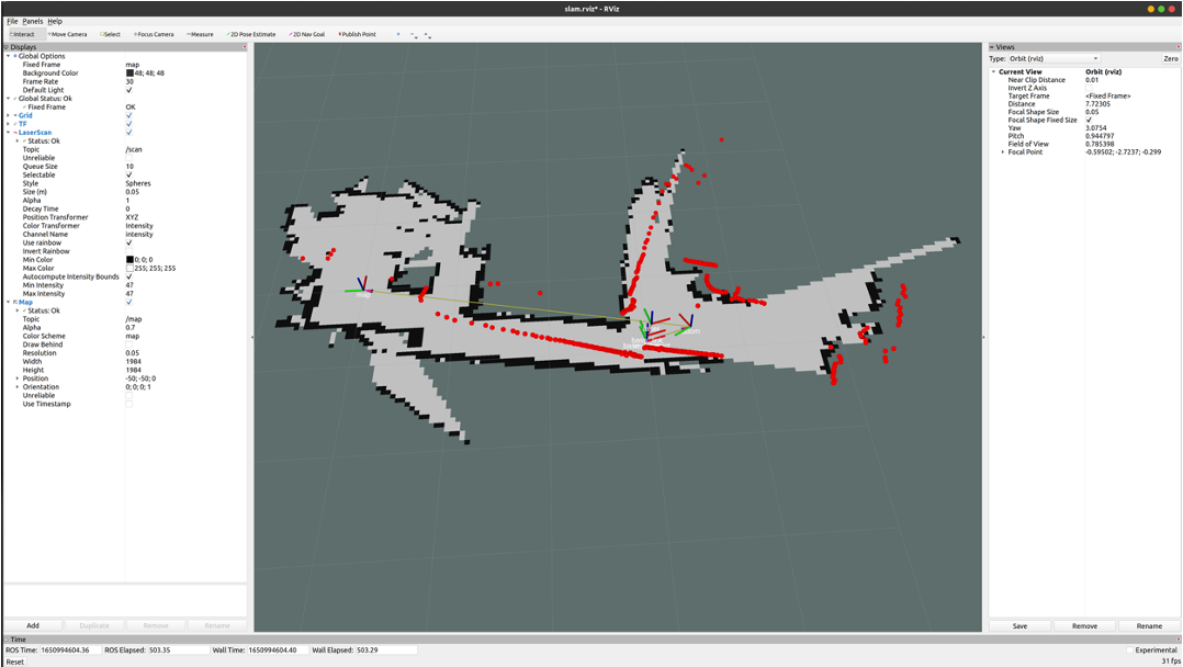 Map built by the ROS vehicle using Gmapping SLAM.